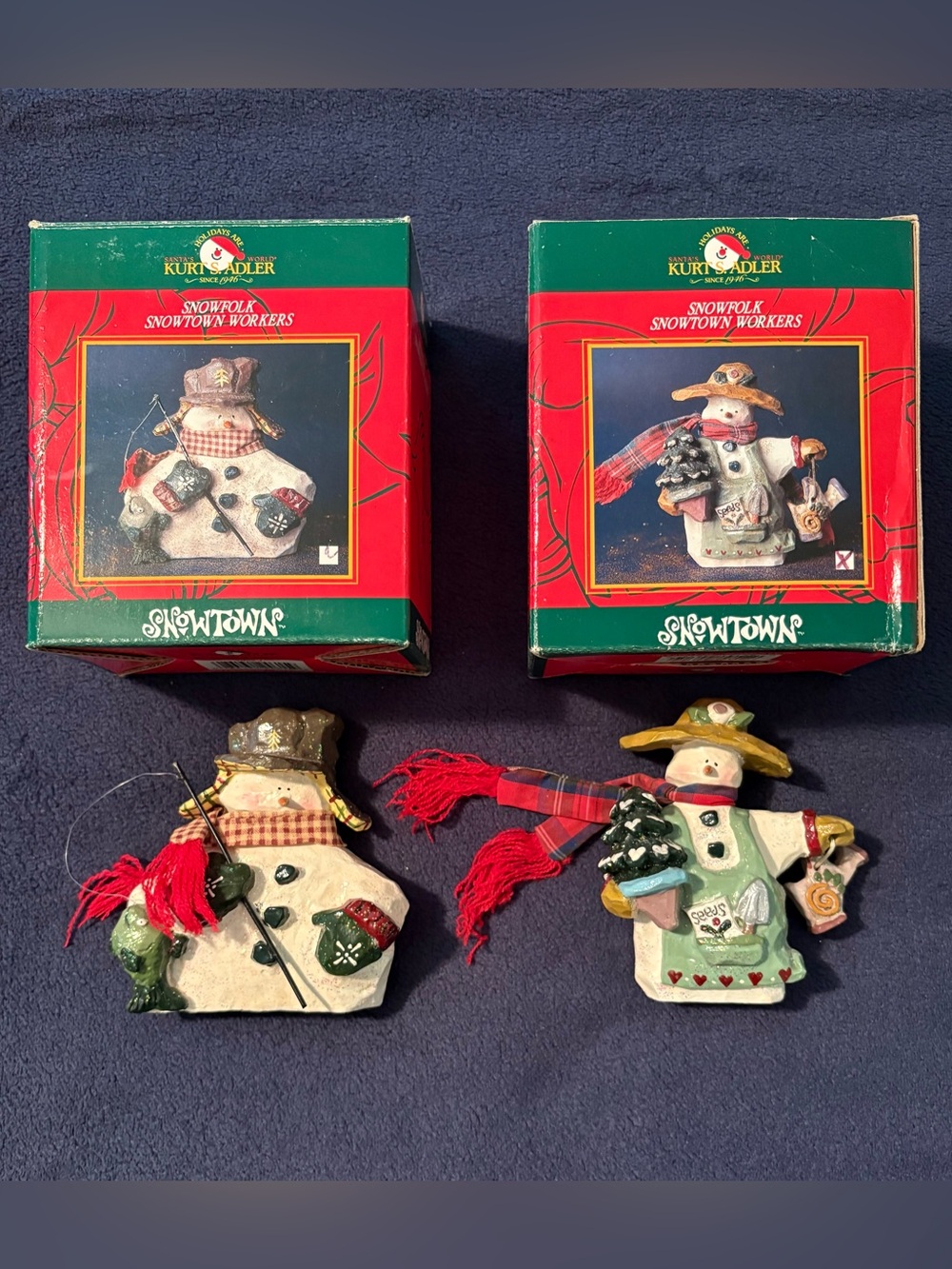 Kurt Adler Snowfolk Snowtown Workers Figurines Lot of 2 Fisherman & Gardener